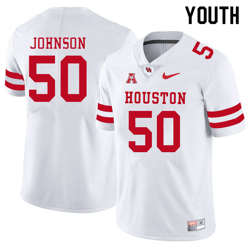 Youth #50 Tyler Johnson Houston Cougars College Football Jerseys Sale-White
